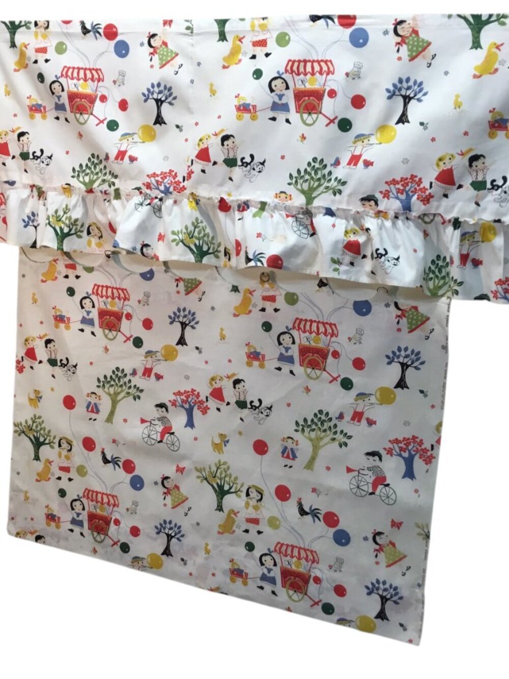 Vintage Everglaze Chintz Curtains Cafe Valance Fabric Juvenile Children Balloons - Picture 4 of 12